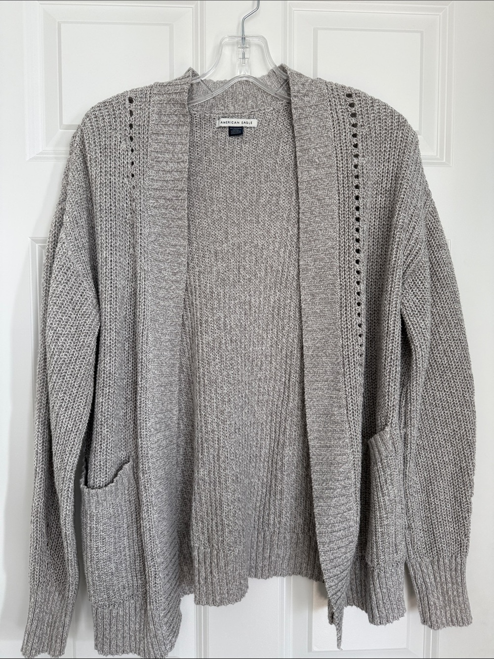 American Eagle Outfitters Light Gray Open-Front Knit Cardigan, NWOT